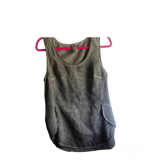 XCVI 100% Linen Round Neck Sleeveless Tank Charcoal Gray Stonewashed Size Small - Picture 4 of 7